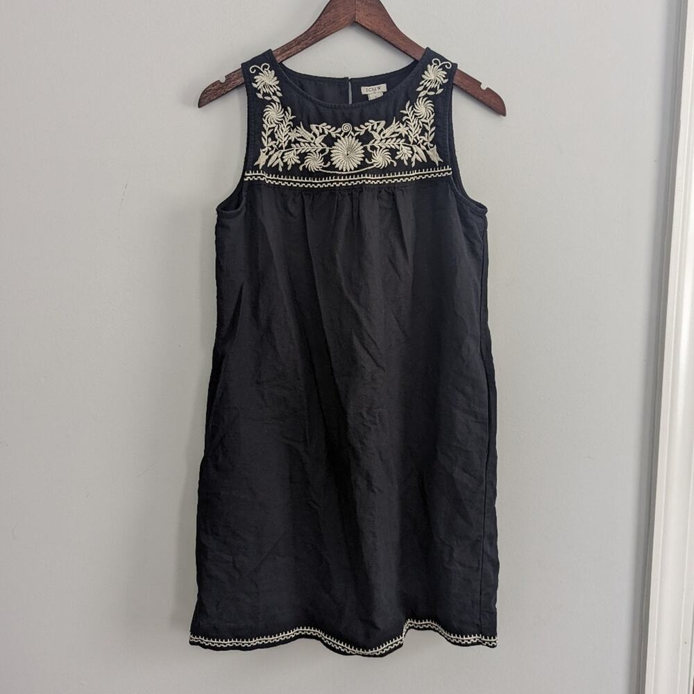 Women's J.Crew Black 60% Linen 40% Cotton Lined Dress with Pockets Small
